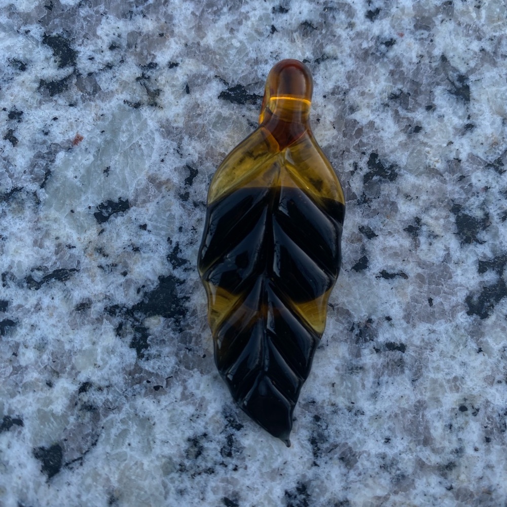 Yellow and Black Leaf Pendant